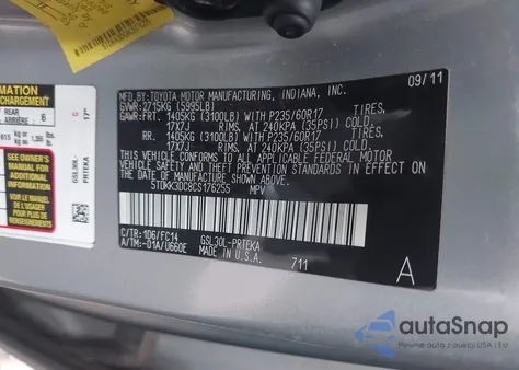 2012 Toyota Sienna Le V6 8 Passenger из США, поврежденный, VIN 5TDKK3DC8CS176255